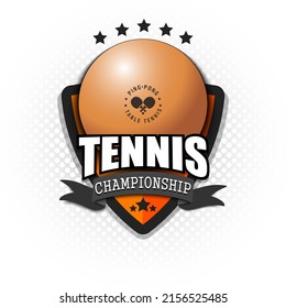 Ping-pong emblem template design. Ping-pong logo on isolated background. Vintage Style. Vector illustration
