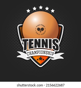Ping-pong emblem template design. Ping-pong logo on isolated background. Vintage Style. Vector illustration