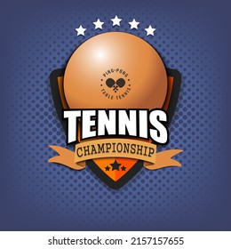 Ping-pong emblem template design. Ping-pong logo on isolated background. Vintage Style. Vector illustration
