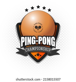 Ping-pong emblem template design. Ping-pong logo on isolated background. Vintage Style. Vector illustration