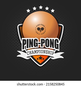Diseño de plantilla de emblema de ping-pong. Logo de Ping-pong sobre un fondo aislado. Estilo Vintage. Ilustración del vector