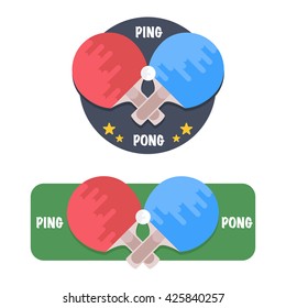 Ping-pong logo set. Ping-pong rackets and balls 