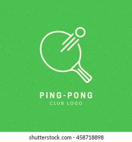 "Ping-Pong" minimal logo design. Line art illustration. Vector eps10.