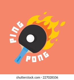 "Ping-pong is on fire" vector illustration