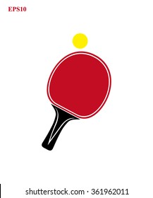 Ping-pong paddle and ball on white background vector illustration 