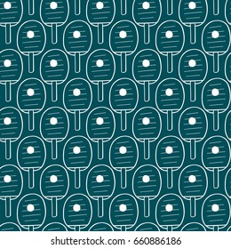 Ping-pong paddle hand drawing seamless pattern. Vector illustration.