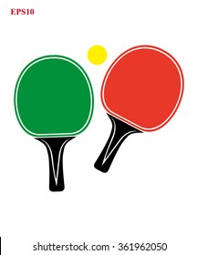 Ping-pong paddles and ball on white background vector illustration 