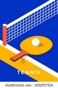 Ping-pong poster design. Table tennis cover. Vector flat illustration