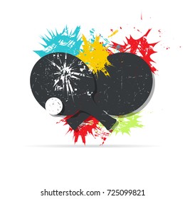 Ping-pong posters design. Background with color spots. Grunge vector illustration