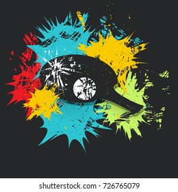 Ping-pong posters design. Background with color spots. Grunge vector illustration