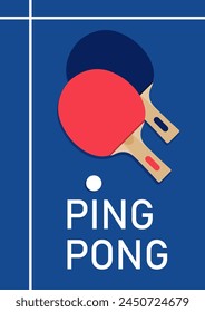 Ping-pong posters design. Table and rackets for ping-pong. Vector illustration