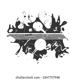 Ping-pong posters design. White object on black background. Grunge vector illustration