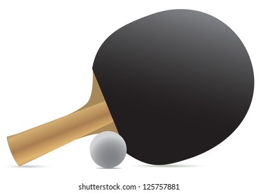 Ping-pong racket and ball. Vector illustration.