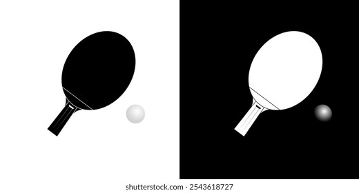 Ping-pong racket icon with balls, table tennis Flat vector isolated in outline