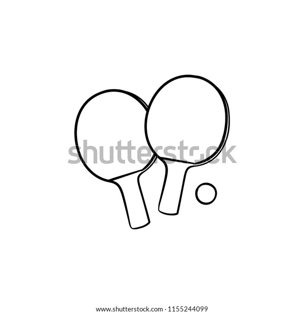 Pingpong Rackets Ball Hand Drawn Outline Stock Vector (Royalty Free ...
