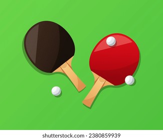 Cute Kids Playing Table Tennis Sports with Racket and Ball of Ping