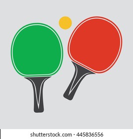 Ping-pong rackets and balls.Two rackets for playing table tennis.Vector illustration