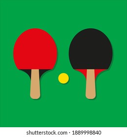 Ping-pong rackets and balls vector illustration on background