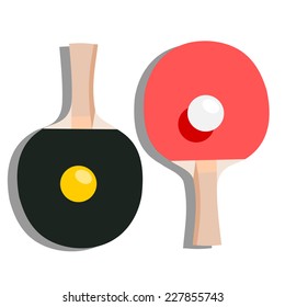 Ping-pong rackets and balls . vector/icons