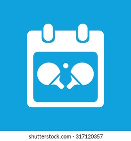 Ping-pong schedule icon, simple white image isolated on blue background