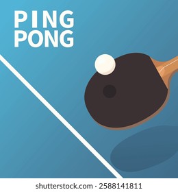 Ping-Pong table, ball and paddle flat vector illustration. Table tennis poster template. Sport and recreation, active game concept