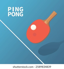 Ping-Pong table, ball and paddle flat vector illustration. Table tennis poster template. Sport and recreation, active game concept