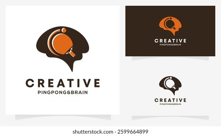 Pingpong Table Tennis and Brain Logic logo design ideas. Creative vector illustration based icon template.	