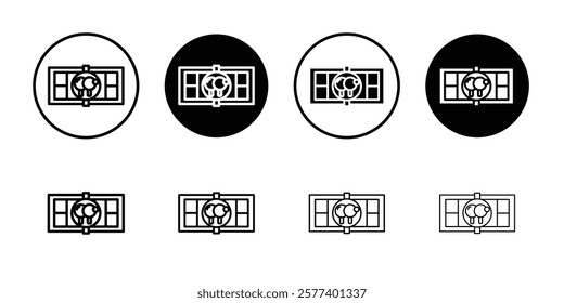 Ping-pong, table tennis icon Flat outline Collection in Black and white background