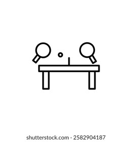 Ping-pong, table tennis icon logo sign vector outline in black and white color