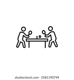 Ping-pong, table tennis icon set in thin line outline style and linear vector sign