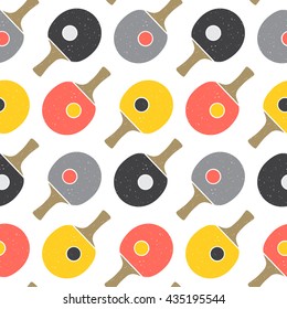 Ping-pong table tennis racket seamless vector pattern