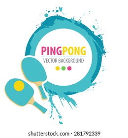 Ping-pong table tennis rackets and ball on grunge background. Eps10 vector illustration. Isolated on white background