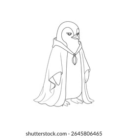 pinguin line art pinguin com capa mostrando sabedoria