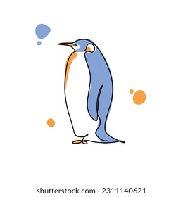 Pinguin Line Art Vector. Pinguin Illustration design for Wall art Print