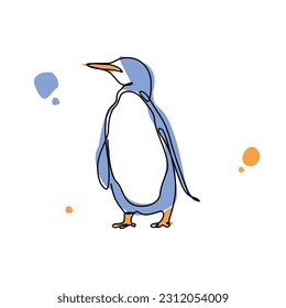 Pinguin Line Art Vector. Pinguin Illustration design for Wall art Print