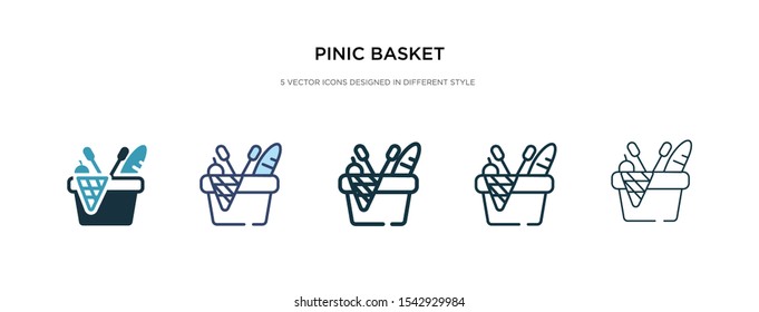 pinic basket icon in different style vector illustration. two colored and black pinic basket vector icons designed in filled, outline, line and stroke style can be used for web, mobile, ui