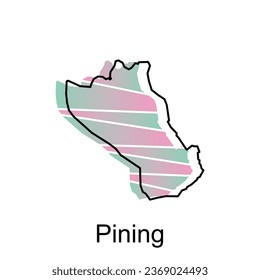 Pining map City. vector map of province Aceh capital Country colorful design, illustration design template on white background