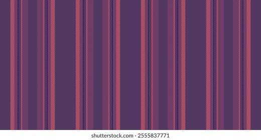 Pining room stripe vertical seamless, lined texture pattern background. Htationary vector textile fabric lines in violet and pink colors palette.