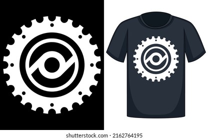 Pinion Cylinder Disc Wheel District Transfer About Machine Logo Technical Technology Element Gear Force Movement Design T Shirt