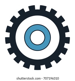 pinion icon in color blue sections silhouette vector illustration