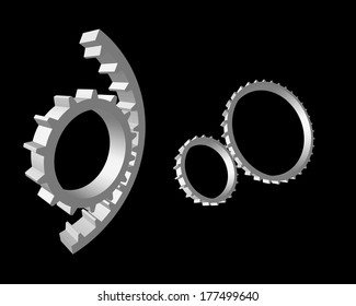 a pinion working on a black background