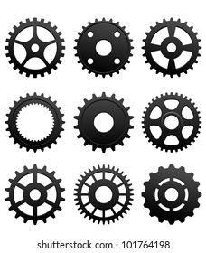 Pinions and gears set isolated on white background for machinery design. Jpeg version also available in gallery