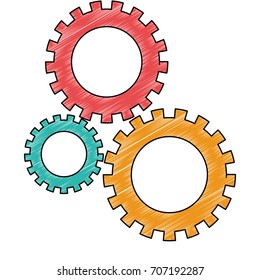 pinions set to pencils colored silhouette vector illustration
