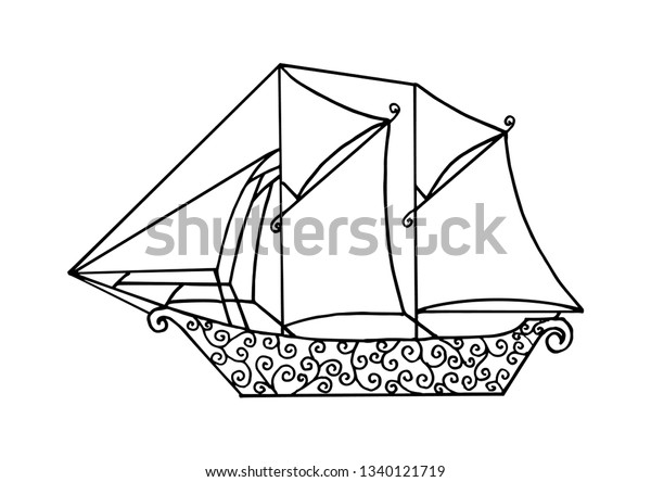 Pinisi Boat Ship Vector Stock Vector (Royalty Free) 1340121719 ...