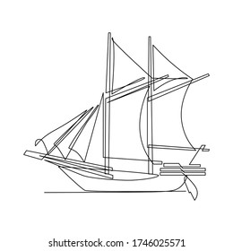 Pinisi Ship One Line Drawing
