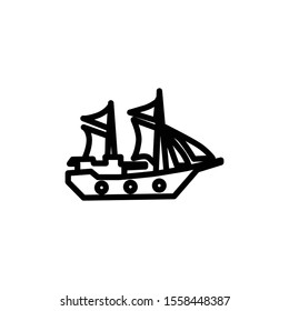 pinisi traditional passenger ship-outline style icon