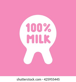 Pink 100% milk vector illustration
