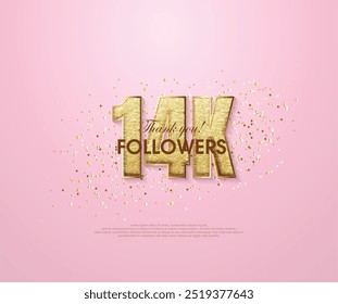Pink 14k thank you followers, thank you banner for social media posts.