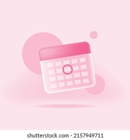 Pink 3d calendar grid with circle marked days, countdown days concept.