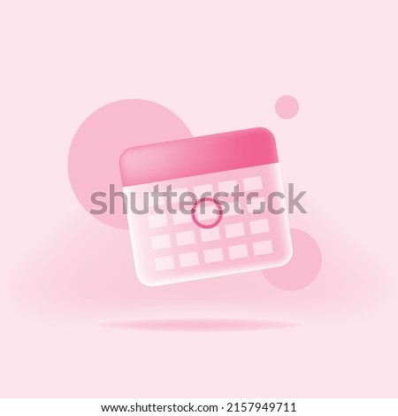 Pink 3d calendar grid with circle marked days, countdown days concept.